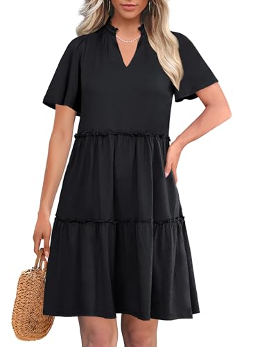 ANRABESS Womens Summer Casual Short Sleeve V Neck A line