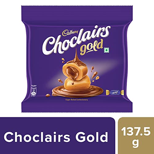 Cadbury Choclairs Chocolate Gold Candy, 137 G|25 Pieces - 5.5 Gram Each