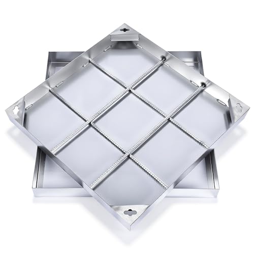 Image of tonchean Manhole Cover Frame 500x500mm Recessed Drain Square Sewer Cover Manhole Lid Septic Tank Cove-r Inspection Chamber Cove-r for Gardens Lawns Courtyards Driveways Patios Pavements