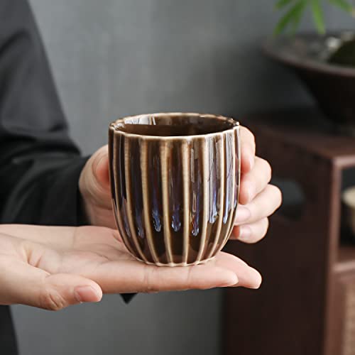 TEANAGOO Pottery Chinese Tea Cup Tea Cup, 6.5 Oz/185 ML, Junware, TG-H16 Junware-Purple, 4 Pcs/box, Occupied Japan Tea Cups Porcelian Asian Tea Cups No Handles Japanese Cups