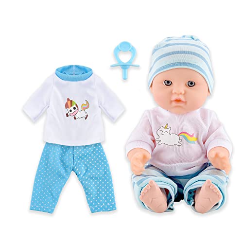12 Inch Baby Doll,Toy Choi's Cute Baby Doll with Pacifier, 2 Sets of Clothes for Baby,Toddler, 1,2,3 Years Old Girls and Boys Ideal Gifts(Blue)