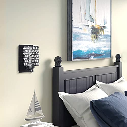 Image of Crystal Wall Sconce Oil Rubbed Bronze Finish (Set of 2) Modern Concise Style Wall Light Fixture with Polyhedral Opal Crystal Shade for Bath Room, Bed Room, LED Bulb(not Include)