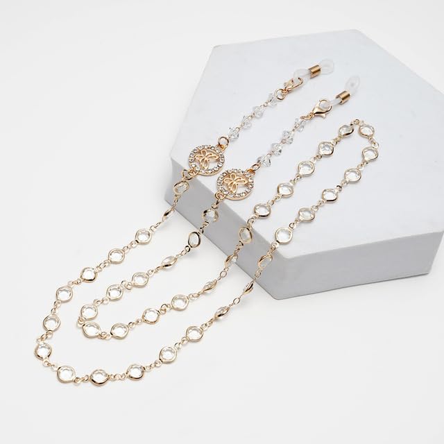 SOREZE SOREZE Cadena de Gafas para Mujer, cordón de Cristal con Cuentas de Perlas para Gafas de Sol, cordón para el Cuello, Regalo de joyería para Gafas