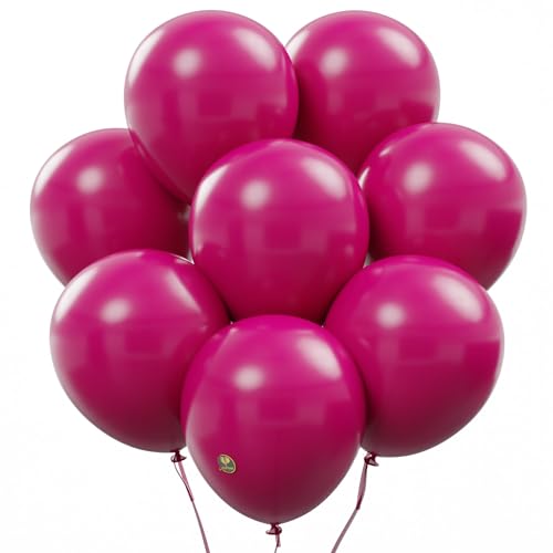 Image of AFTERLOON Biodegradable Natural Rubber Latex Balloons 50 pcs Fuchsia 10 Inch, Plastic-Free Alternative Matte Color Durable Thickened Extra Strong Helium Float, for Garland Arch Wedding Decor