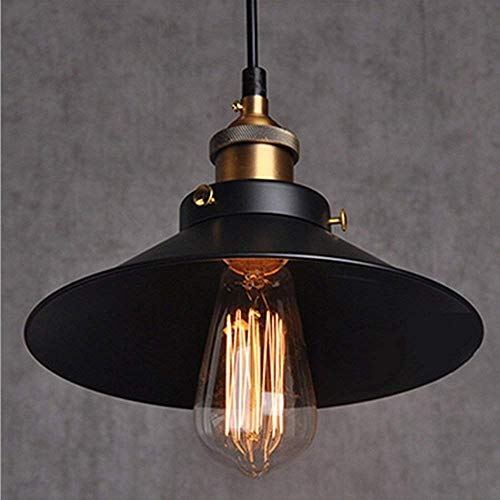 Plafonnier vintage noir culot E27 avec abat-jour en metal style industriel loft