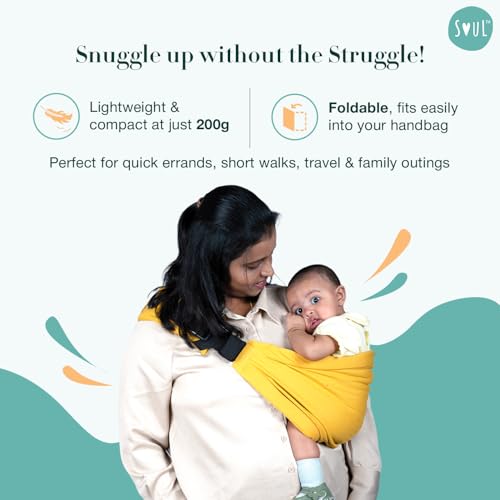 Image of Soulslings Imbu Buckle Hip Sling Baby Carrier -100% Cotton - Mustard | Baby Toddler Carrier | Baby Sling Carrier | Lightweight Sling Baby Carrier for Babies & Toddlers | Adjustable for 6 - 30 Months (Upto 20kg)