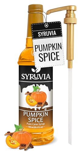 Syruvia Pumpkin Spice Coffee Syrup, Flavored Syrup for Drinks, Lattes, and Desserts &ndash; 25.4 fl oz...