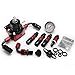WENJTP EFI Fuel Pressure Regulator Kit with 0-100psi Pressure Gauge AN6-6AN Aluminum Adjustable Universal Fuel Line Hose Fitting Connectors Kit Black&Red HTRACING