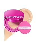 SKINTIFIC Pink Glow Cushion Foundation #01 Vanilla| Medium Coverage, Natural Dewy Glow Finish, Moisturizing for Dry Skin, Lightweight, Long-Lasting & Oxidation-Resistant