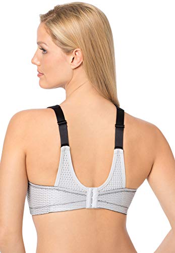 Full Figure Plus Size Custom Control Sports Bra Wirefree #1166 White/Gray #TOP1
