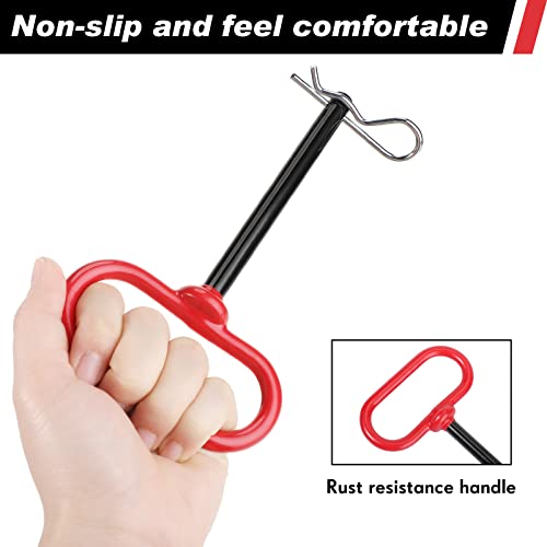 Bbto 8 Pcs Lawn Tractor Hitch Pin 3/8 X 4 Inch Hitch Pin Locking Mower Clevis Hitch Pins With Clips And Handles Tractor Accessories For Farm, Turn Mower, Towing Cargo, Boat, Car, Truck, Bike (Red) #TOP3