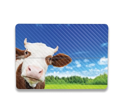 Image of MightySkins Carbon Fiber Skin Compatible with Microsoft Surface Laptop Studio 2 (2023) Full Wrap Kit - Cow Face | Protective, Durable Textured Carbon Fiber Finish | Easy to Apply | Made in The USA