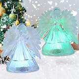 Xyvoxme 2 Pack Angel Christmas Statue with RGB Color Changing Lighting Angel Lighted Figurine with 6 Hour Timer Battery Powered Christmas Holiday Home Decor Gifts (Small RGB Angels)