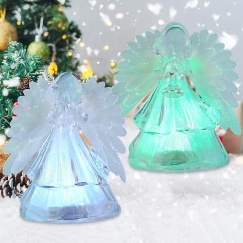 Xyvoxme 2 Pack Angel Christmas Statue with RGB Color Changing