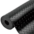 OranclUS Anti-Slip Rubber Diamond Floor Mat - Durable, Non-Skid, Waterproof Floor Protection for Home, Gym, Garage, and Vehicles - 2.5 mm x 4 ft x 6 ft Rolls - Black (4x6 FT)