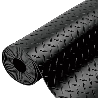 OranclUS Anti-Slip Rubber Diamond Floor Mat - Durable, Non-Skid, Waterproof Floor Protection for Home, Gym, Garage, and Vehicles - 2.5 mm x 4 ft x 6 ft Rolls - Black (4x6 FT)