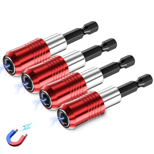 Schnellwechsel Bithalter Magnetisch 4 Stück 60mm Bit Halter für 1/4-Zoll-Sechskantschaft Bit Halterung Magnetisch für Bohrmaschine Schraubendreher Steckschlüsseladapter