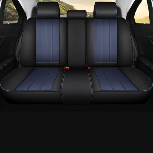 Red Rain Blue and Black Car Seat Covers Leather Seat Covers for Cars Universal Automotive Interior 13pcs Waterproof Full Set (Q-Blue+Black) - Thumbnail 2