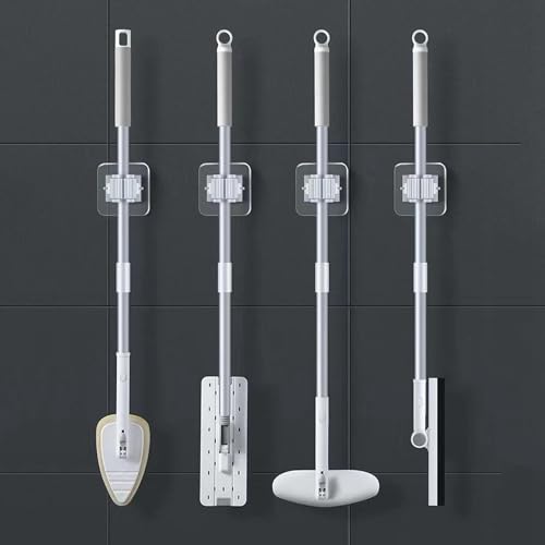 Wagoodter 2 Stück Besenhalterung Wand, Wandhalterung Besen Besenhalter Selbstkleben Mop, Geeignet für Küche, Bad, Garten (A)