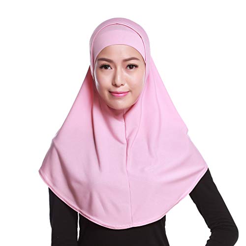 Gjyia Damen 2 Stück Einfarbig Amira Jersey Muslim Hijab Weicher Baumwollstretch Kopftuch mit Schlauch Innenuntertuch Mütze Kapuze Cover