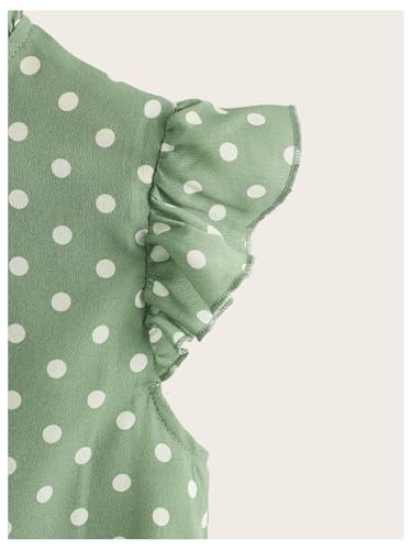 Milumia Girl Polka Dots Ruffle Cap Sleeve Blouses Frill Trim Mock Neck Casual Tops4