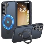 HuwaiH Magnetic Stand for Samsung Galaxy S23 plus Case, Military-Grade Protection, Anti-Fingerprint Anti-Scratch Translucent Matte Phone case for Samsung Galaxy S23 plus(Black)