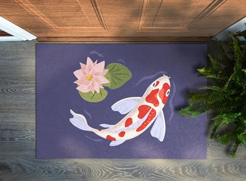 Paillasson 60x40cm Poisson Koi tapis résistant entrée maison maintien propreté durable