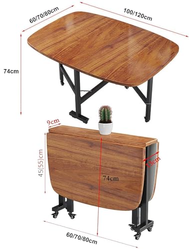 Table de salle à manger pliable extensible plateau rond en bois - 3