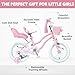 Glerc Petal Girls Bike, 14 Inch Kids Bike for Ages 3-5 Years Old, Princess Style Kids Bicycle with Training Wheels & Basket & Streamers, Pink