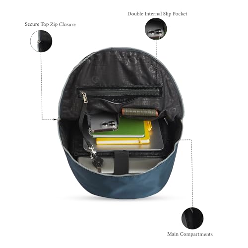 Image of Caprese Venus 19L Laptop Backpack Large | Stylish Color Block Bag with Signature Logo | 2 Compartments with Trolley Sleeve | Spacious Adjustable Strap Travel Backpack for Women