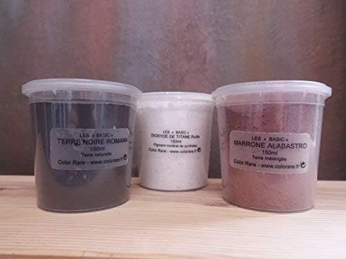 colorare The BASIC Collection - Pack of 3 Mineral Pigment Pack (150 ml|5OZ EA): Titanium Dioxide | Spanish Black Earth | Spanish Burnt Umber