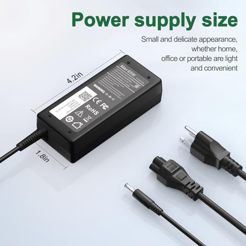Image of 65W Charger for Dell Laptop Charger,AC Adapter for Dell Inspiron 15 3000 5000 Series 15-3552 3558 3567 5551 5555 5558 Laptop Power Supply Cord