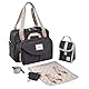 BÉABA, Wickeltasche Genève II, modular, viel Stauraum, mehrere Fächer, abnehmbare Vordertasche, Wickelunterlage, isolierte Lunchtasche, Kinderwagen-Befestigungssystem, Dunkelgrau