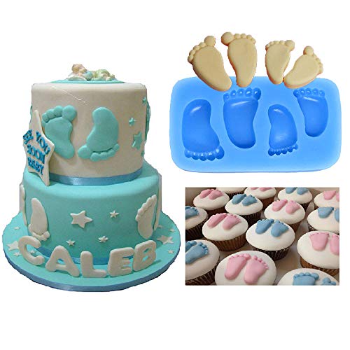 FOUR-C Silicone Embossing Mold Baby Feet Fondant and Gum Paste Mould Baby Footstep