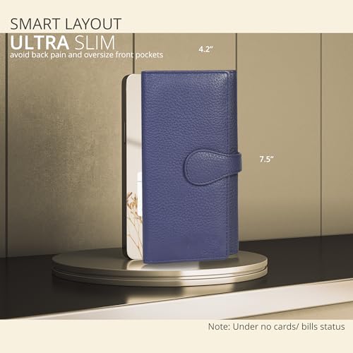Image of Real Leather Women Wallet Leather with RFID Blocking -Trifold Card Holder Designer Ladies Clutch with ID Window Wallets