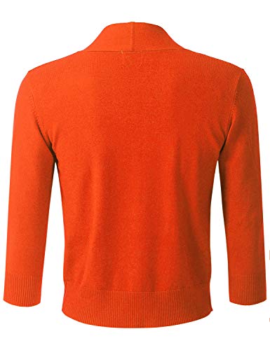 Jscend Womens Classic 3/4 Sleeve Open Front Cropped Bolero Cardigan Orange M #TOP3