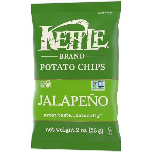 Image of Kettle Brand Potato Chips, Jalapeno Kettle Chips, Snack Bag, 2 Oz (Pack of 6)