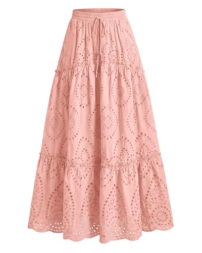 Image of BTFBM Eyelet Long Skirts for Women Beach Vacation