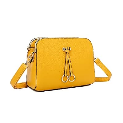 ELIOX Borsa a Tracolla Donna Piccola con 3 Scomparti Capienti - Borsa Mano PU Pelle Sintetica - Borsetta Moda Borse Spalla- Crossbody Bag (Giallo)