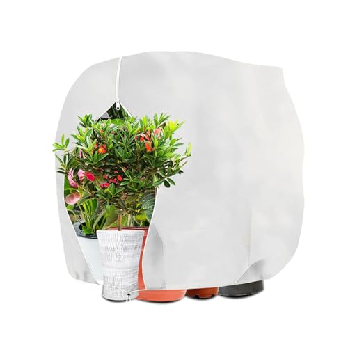 Kimgull 1 housse de protection hivernale pour plantes, protection hivernale, sac de protection en pot avec cordon de serrage, réutilisable, sac de protection hivernal, respirant, indéchirable, 160 x