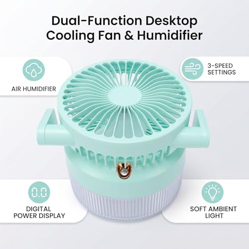 Humidificador de aire ultrasónico con ventilador 2 en 1 y pantalla digital 800ml 5