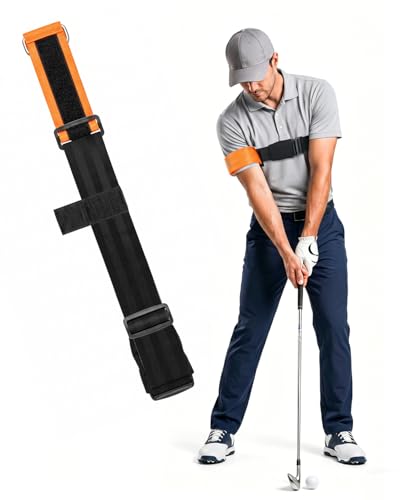 BoomBa Golf Swing Training Aid Strap Adjustable Trail Arm Connection Trainer Instant Feedback Golf Arm Band to Help Reduce Chicken Wing and Improve Swing Path (Large Fit)