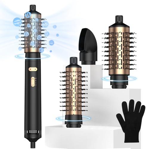 Rotating Hair Dryer Brush,3 in 1 Rotating Hot Air Brush with Detachable Brush(2