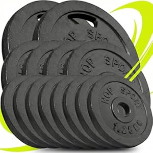 Hop-Sport Gusseisen Hantelscheiben Set 30 kg (2 x 5 kg, 2 x 10 kg) mit 31 mm Lochdurchmesser, ideal für Standard 30mm Langhantelstangen, Robuste Gewichtsscheiben für Fitness- und Krafttraining