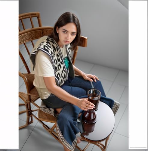 BESTHAVE Leopard Color Block Knit Poncho Cape - Women's Blanket Shawl for Spring, Autumn, and Winter Fashion Scarf3