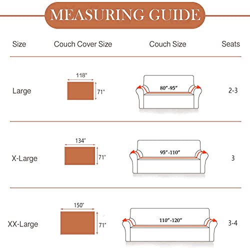 Handontime Burnt Orange Couch Cover Furniture Protector Sofa Covers With Lace Chenille Sectional Couch Covers For Pets Couch Covers For 3 Cushion Couch Sofa Love Seat Covers Easy Install, 71" X118" #TOP4