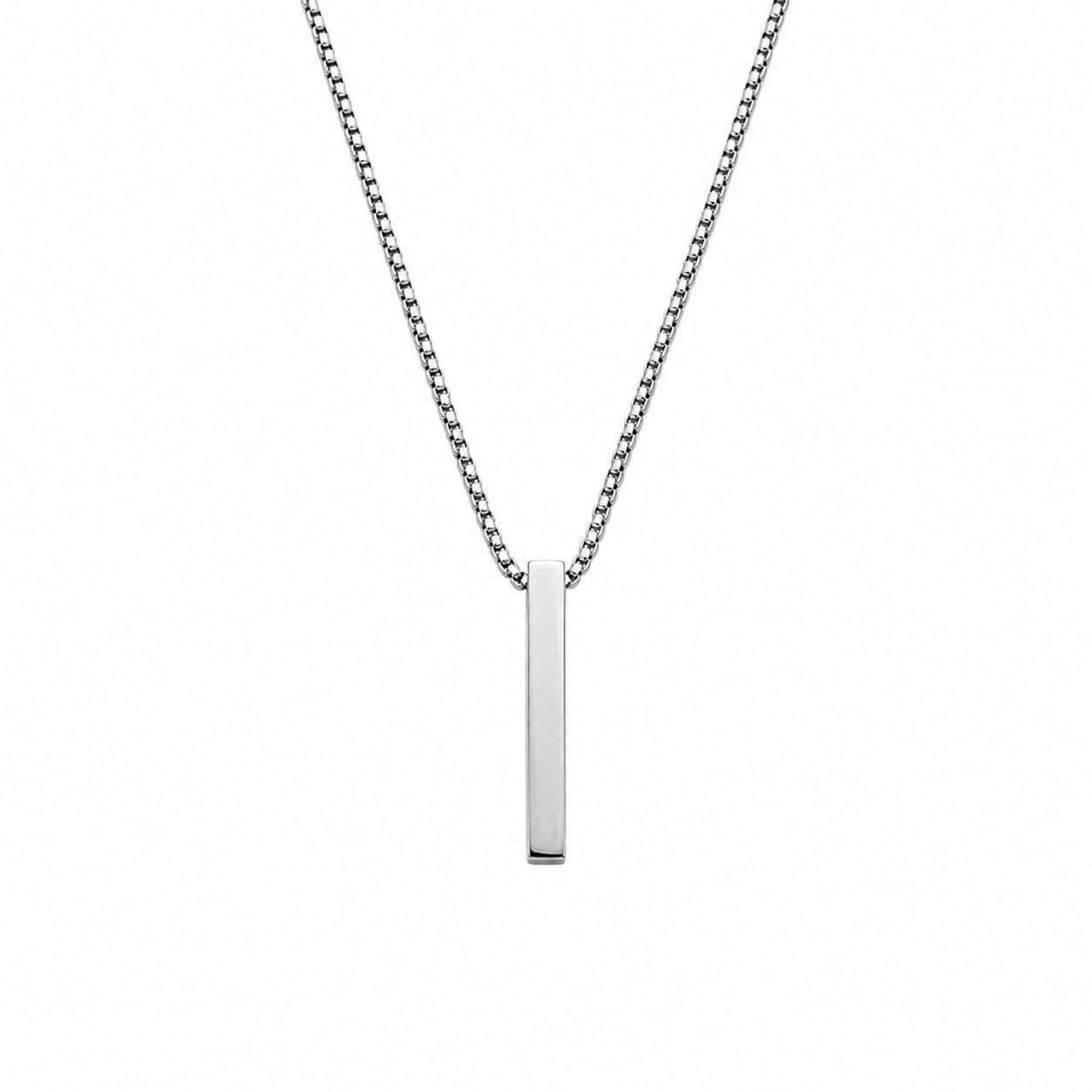 Stylish Sleek Vertical Bar Alloy Pendant with Chain for Men & Boys | Minimalist Stainless Steel Look Fashion Locket | Casual, Party & Everyday Wear Jewelry-image-37