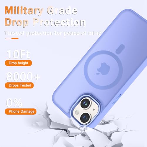 Image of for iPhone 14 Plus Case, Matte Magnetic Phone Case, Lavender Purple | Fit for Magsafe, Screen Protector Included, Translucent Frosted Slim Shockproof Protective Cover