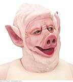 Farbe: Mehrfarbig Widmann Schwein Maske mit Plüschkapuze Tiermasken Augenmasken & Verkleidungen für Maskerade Kostüm Zubehör