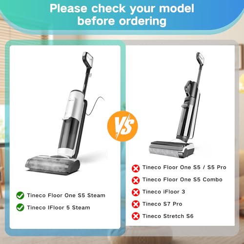 Image of Roller Brush and Filters Replacement Parts for Tineco Floor One S5 Steam /IFloor 5 Steam Cordless Wet Dry Vacuum Cleaner- 2 Roller Brushes + 4 HEPA Filters + 1 Cleaning Brush (7 Pcs)